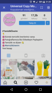 İnstagram bio kopyalama