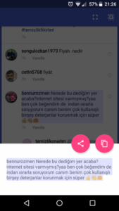 İnstagram yorum kopyalama