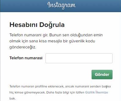 Instagramdan telefonuma onay kodu gelmiyor